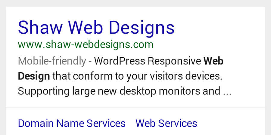 Shaw Web Designs Mobile Friendly Search Label